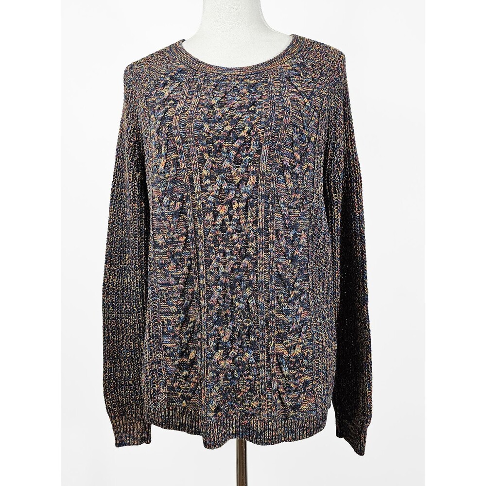 Vintage Faded Glory XL Cable Knit Rainbow Women's Sweater 90s Y2K